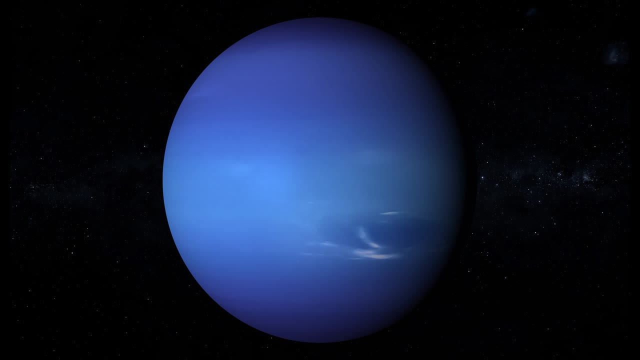 realista planeta neptuno girando y zoomando en el espacio, entre las estrellas, bucle de 4k
