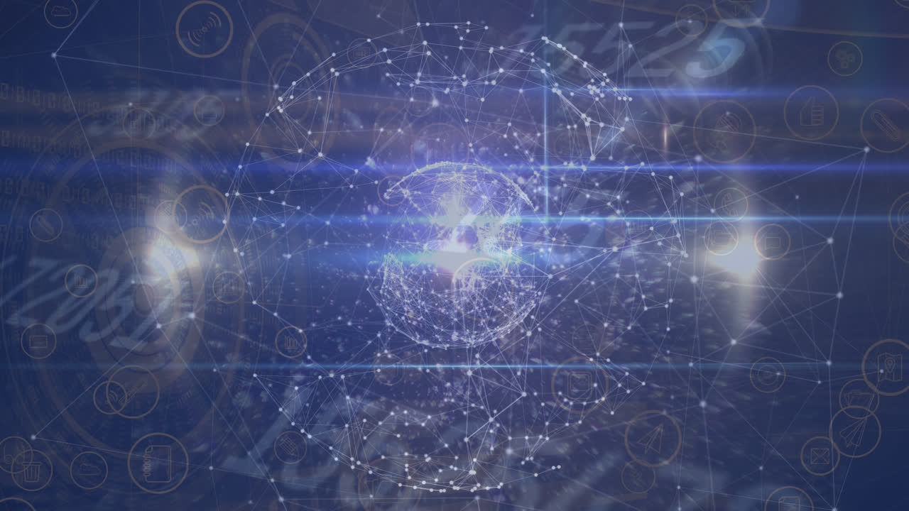 Animazione dell'elaborazione dati su sfondo blu