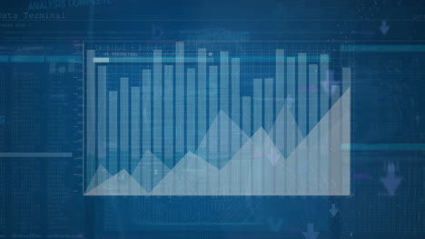 animación del procesamiento de datos financieros sobre un fondo oscuro