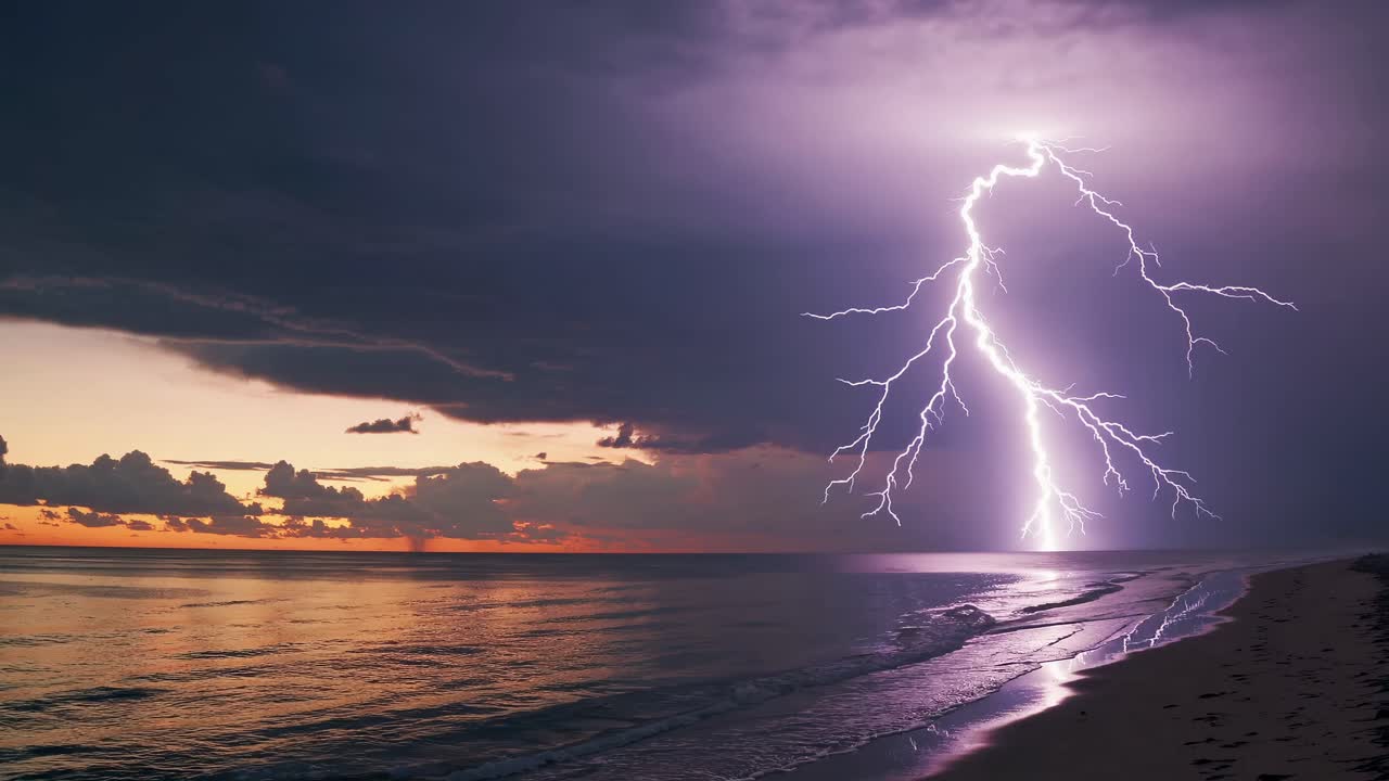 Lightning over the Ocean at Sunrise/Sunset