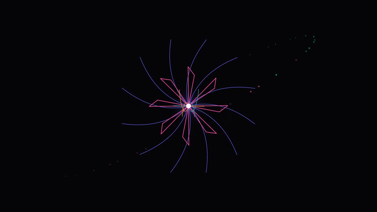 Abstract Geometric Flower Animation with Rotating Light Trails