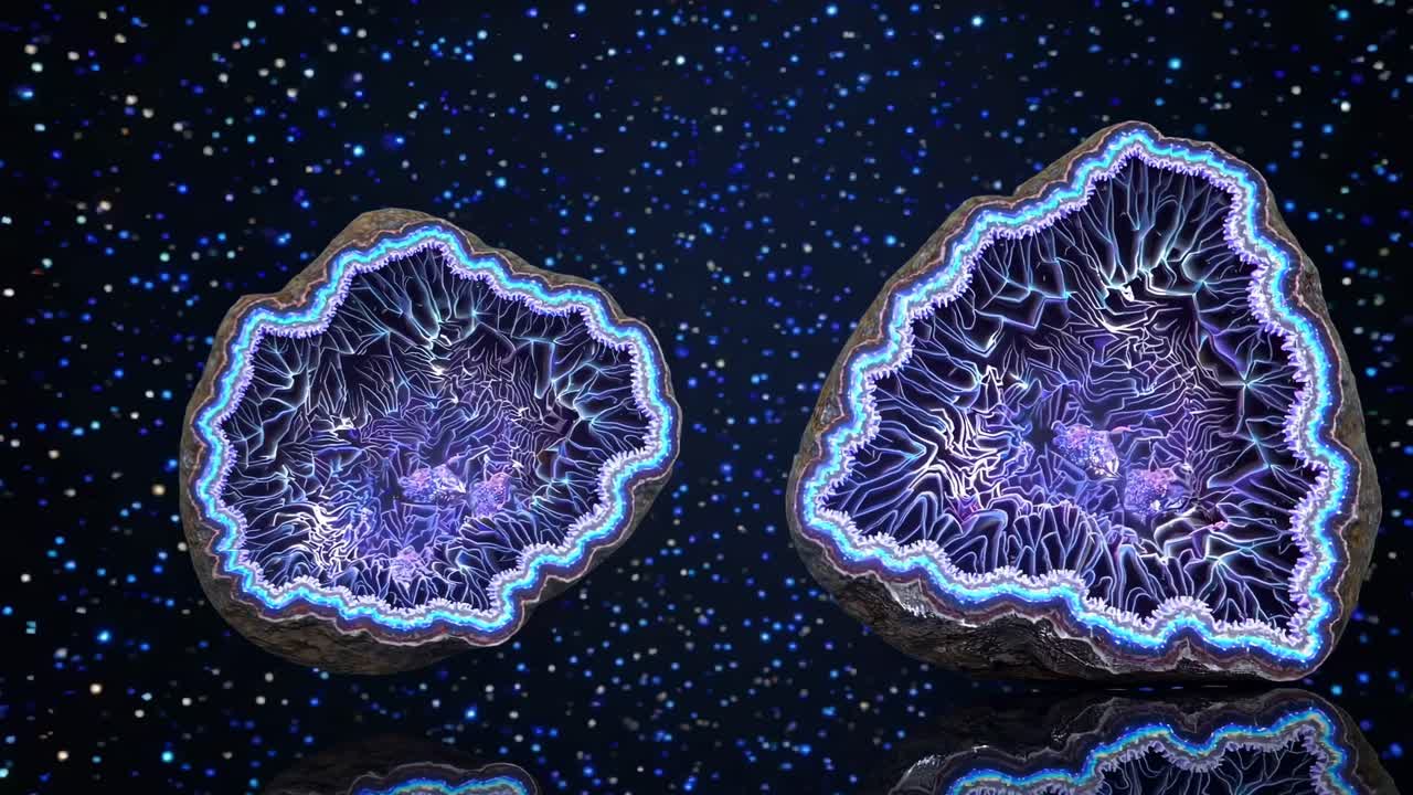 Beautiful Agate Slices against a Starry Background
