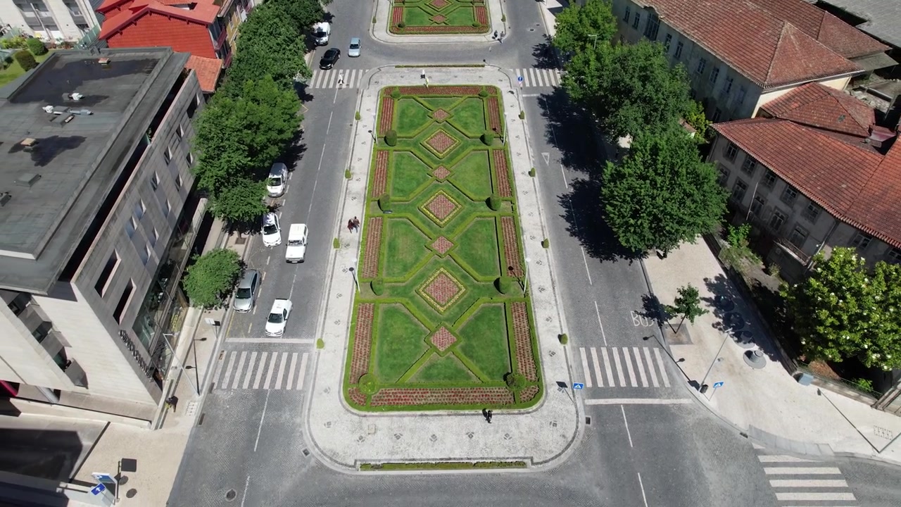 Vista Aérea do Centro Histórico da Cidade de Guimarães, Portugal.