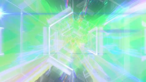 Animation-Eines-Tunnels-Mit-Neonformen,-Der-Sich-In-Einer-Nahtlosen-Schleife-über-Lichtspuren-Bewegt