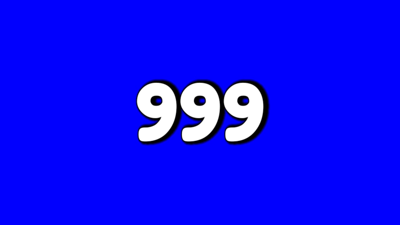 ビデオ素材、ブルースクリーン背景、数字999、サイン、シンボル、値札、煙のエフェクト、アニメーション、モーショングラフィックス、カートゥーン。