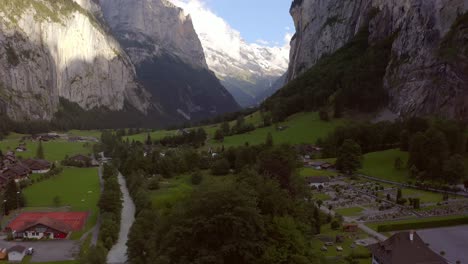 aerial view of lauterbrunnen valley in the swiss alps