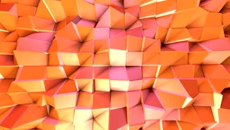 abstracto simple rosa naranja baja poli superficie 3d como entorno matemático. suave geométrico baja poli fondo de movimiento de desplazamiento puro rosa narenja polígonos rojos. fondo de bucle sin costuras 4k fullhd