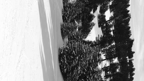 vertical pan from the first-person view of a chairlift to a distant skier making their way down the slopes, powder mountain, utah