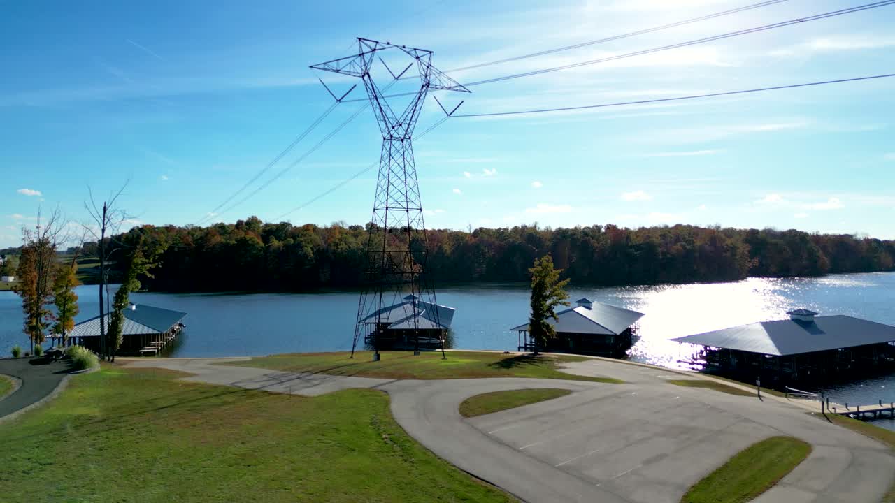 Power lines in Lake Anna near the nuclear power plant