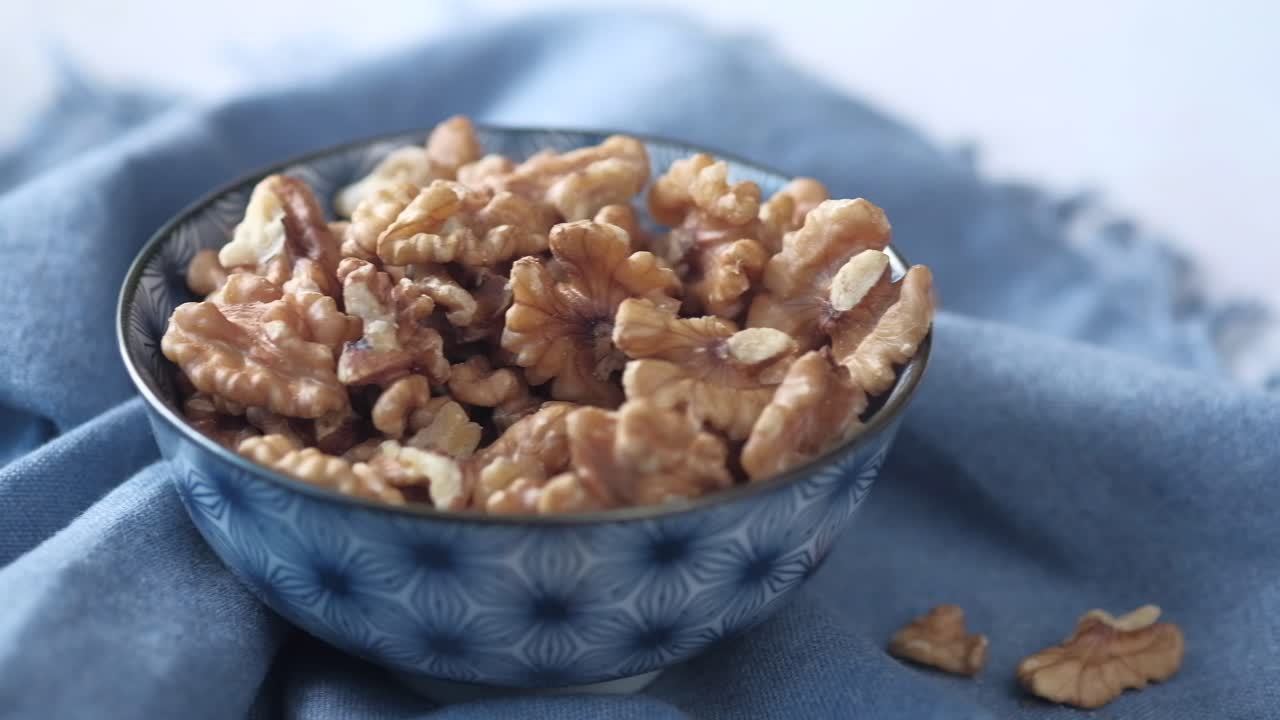 Walnuts in a Blue Bowl
