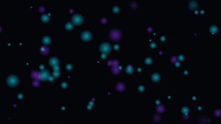 Abstract Motion Background with Floating Teal and Purple Glowing Orbs