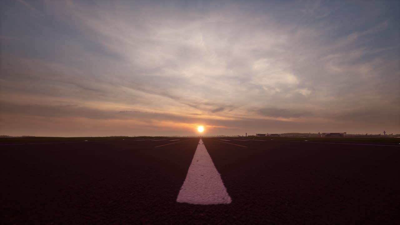 Aereo passeggeri che decolla al tramonto