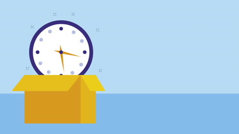 box carton with time clock animation