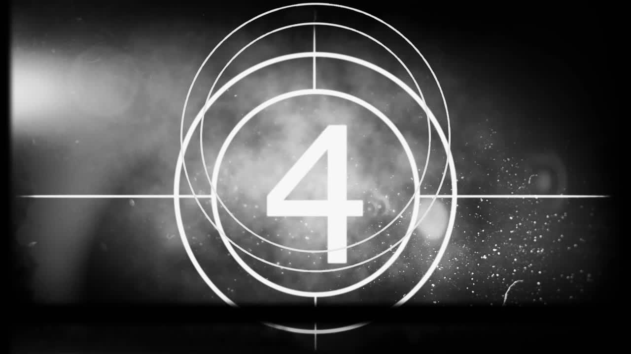 Animation of countdown from 10 to 1 on black background