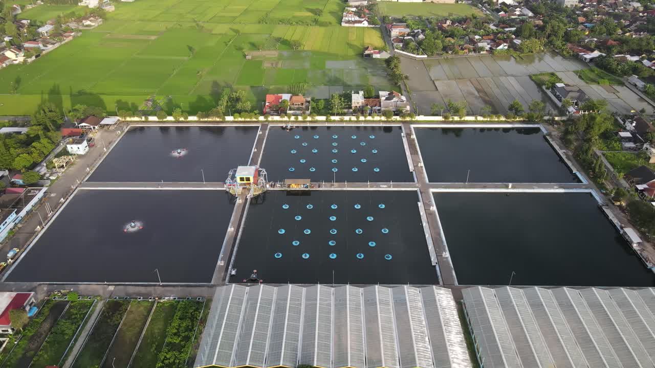 Aerial view wastewater treatment plant