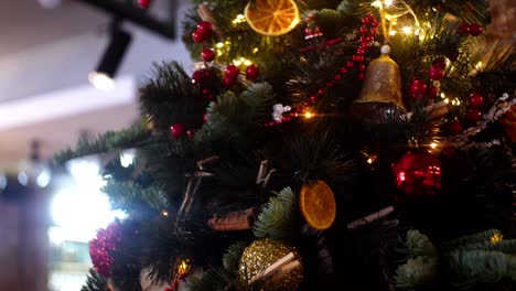 close-up view of a decorated christmas tree