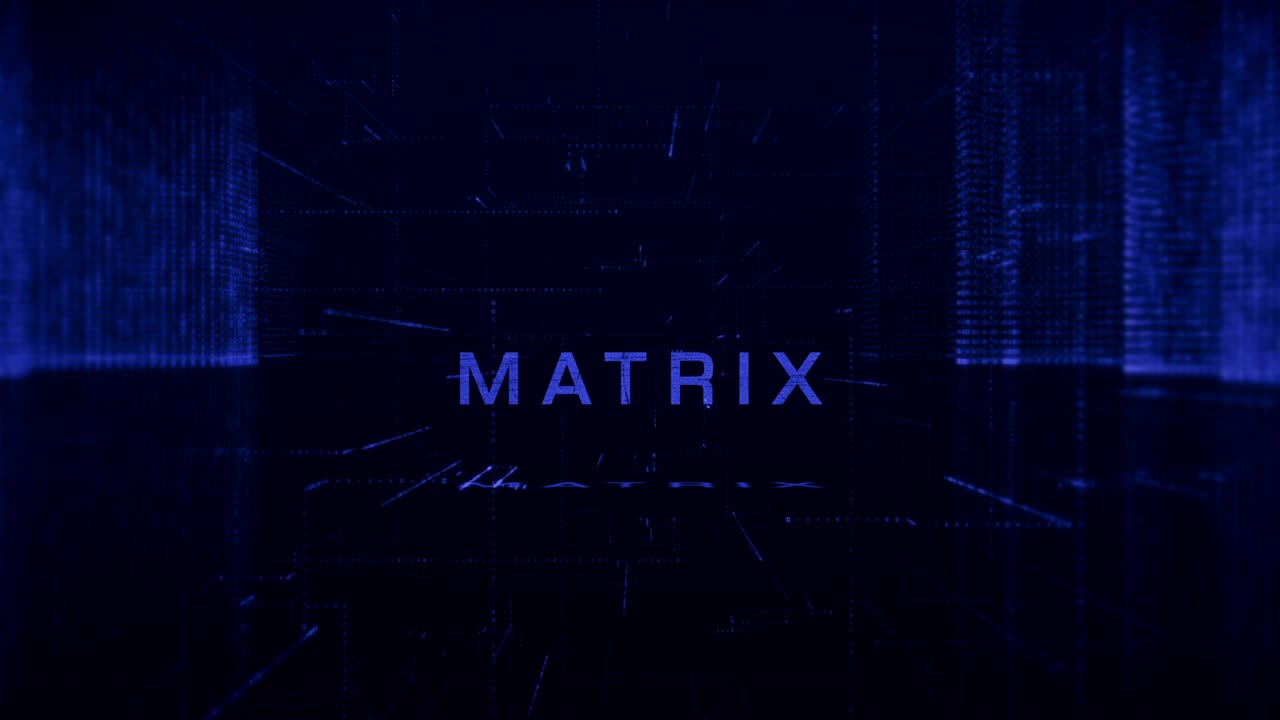 Abstract digital Matrix Metaverse cyber city background.