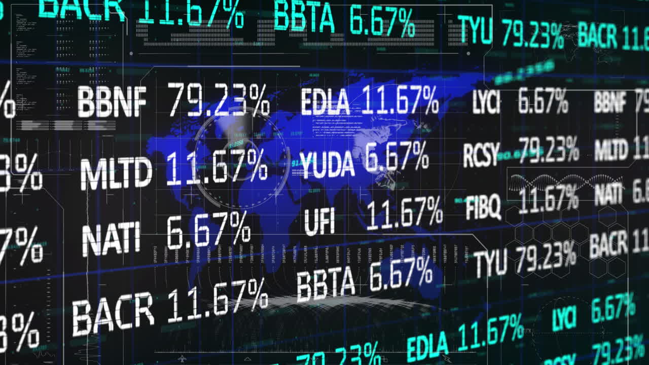 Animation of data processing over black background