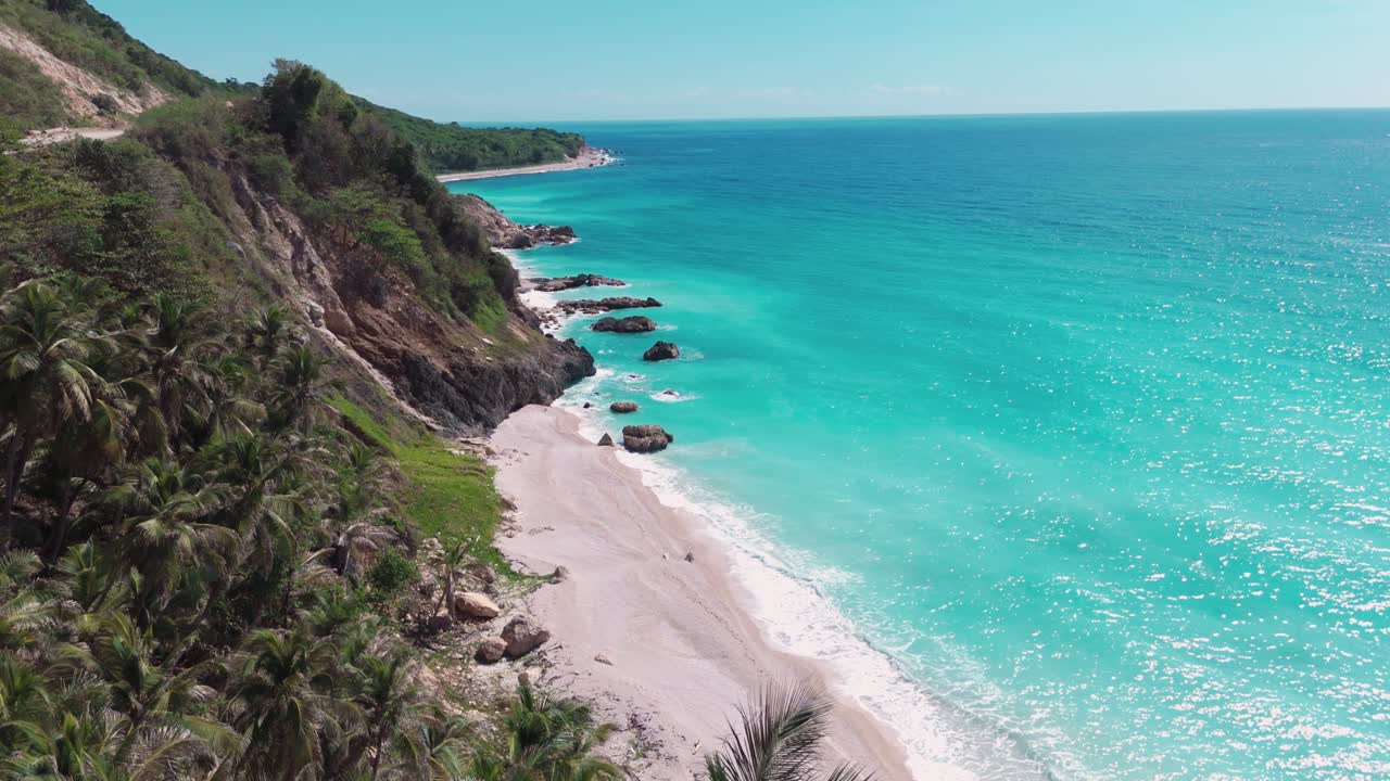 Barahona With Turquoise Water Of Caribbean Sea In Dominican Republic - Aerial Shot
