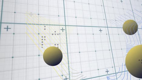 animation of shapes over network of connections on white background