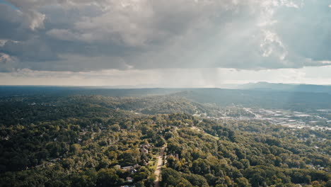 aerial hyperlapse of missionary ridge with storms in background