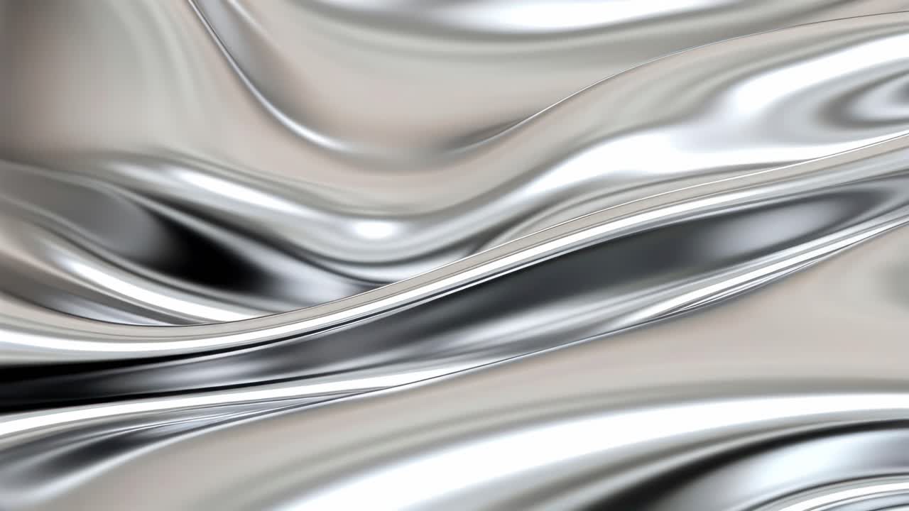 Video astratto di onde metalliche fluide, ripreso da un angolo ravvicinato
