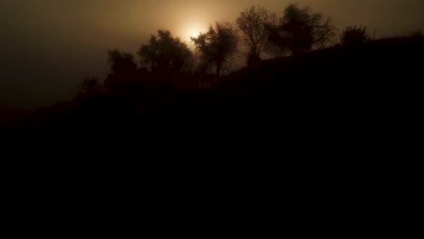 Aerial-Over-Fog-On-A-Golden-Beautiful-Souithern-California-Sunrise-In-The-Region-Of-Ojai-California