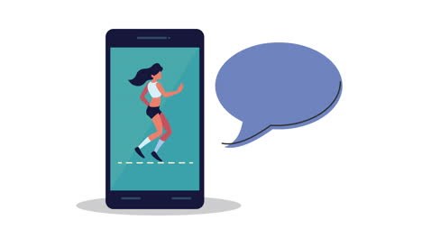 woman running athlete in smartphone