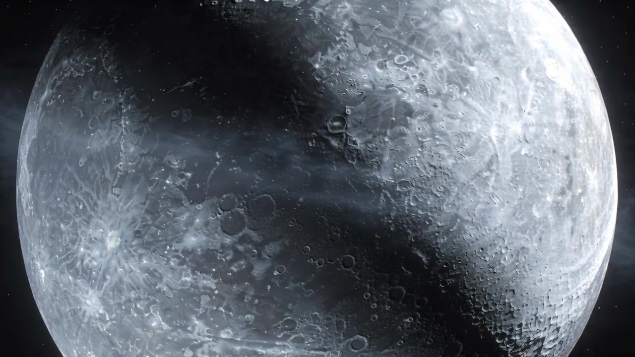Ombra diffusa che si sposta rivela dettagli di un cratere lunare in una vista ravvicinata dallo spazio, con il bordo illuminato.