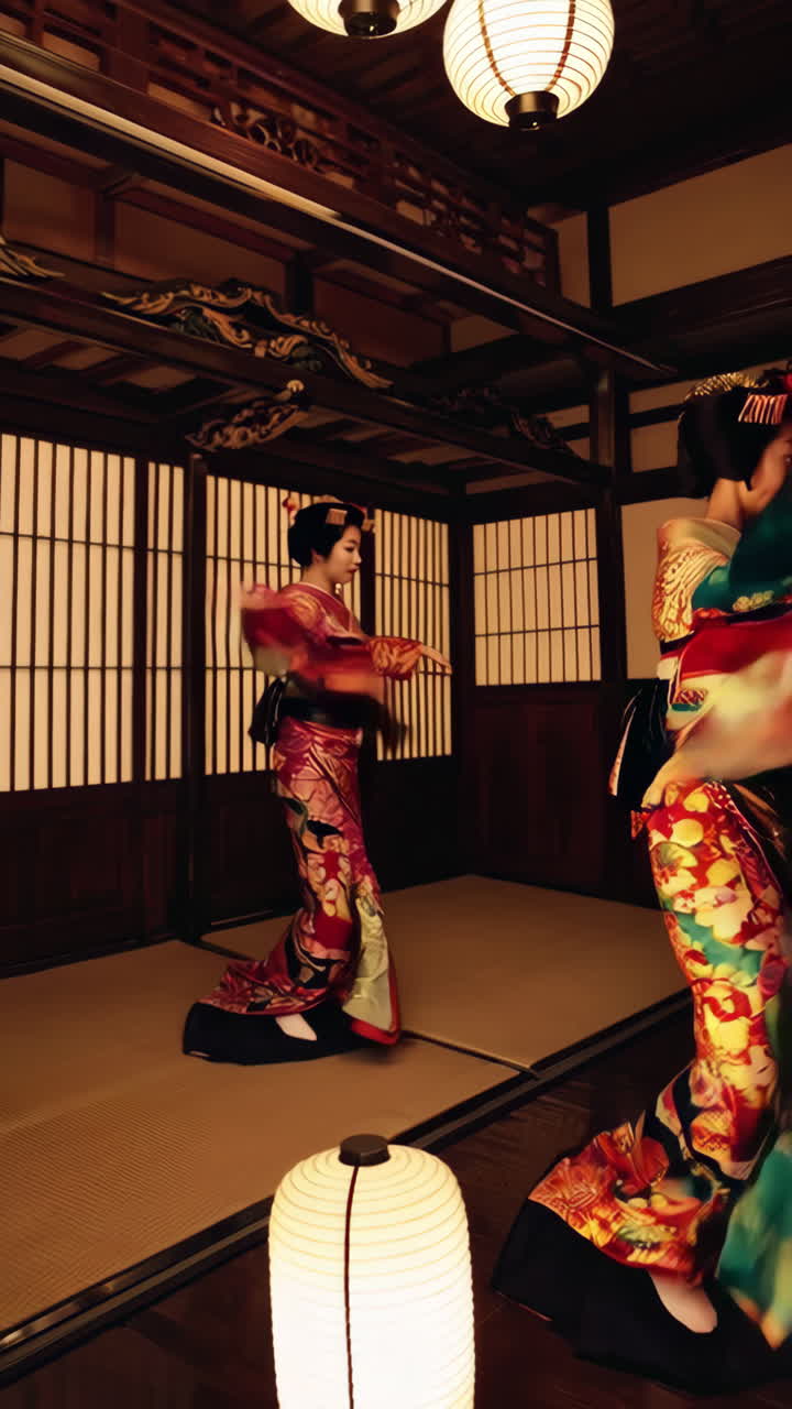 Geishas in Traditional Dance Performance