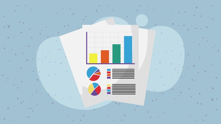 statistics infographic in document animation