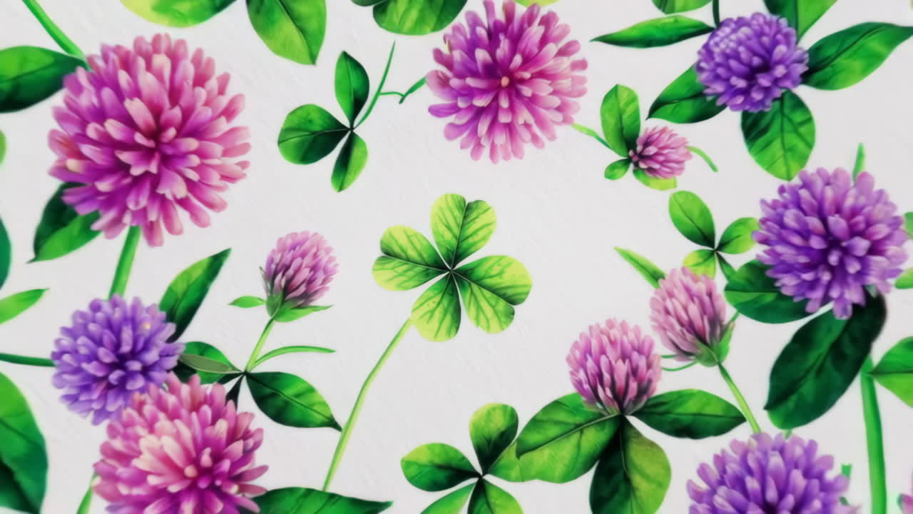 Clover and Flowers Botanical Pattern