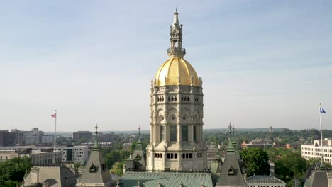 connecticut state capitol in hartford, connecticut with close up of dome with drone video circling