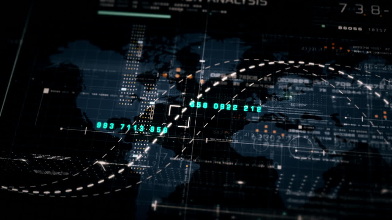 첨단 데이터 매트릭스 시 ⁇ 레이션 ui와 첨단 디지털 환경과 상호 연결된 데이터 매트릭스 정보 네트워크 시스템 배경의 역동적이고 몰입력있는 디스플레이