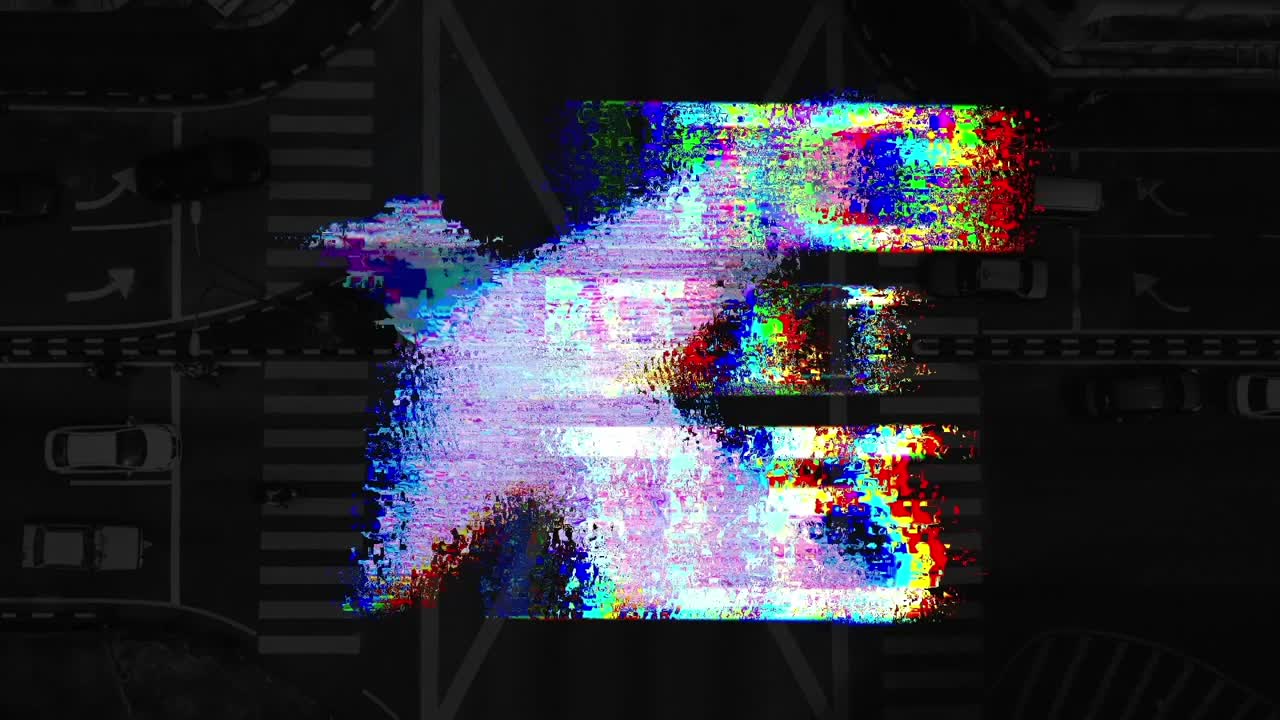 Trendy Glitch Typography on Road