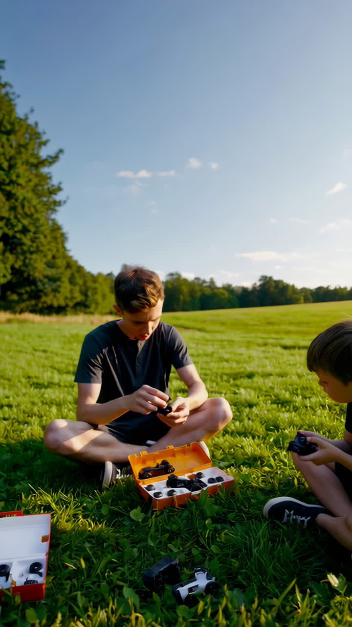 Kids playing with toy cars outdoors