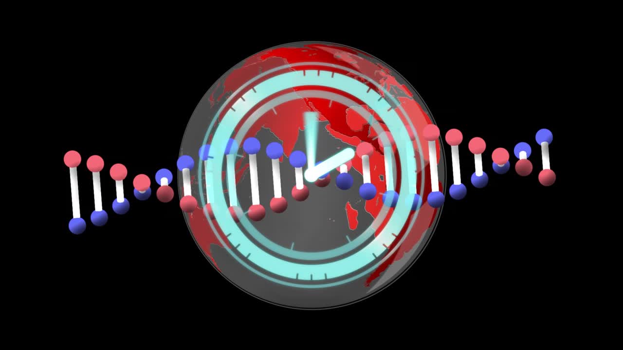 Animation of dna strand over dna strand and over black background