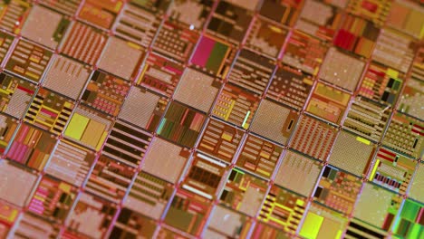 Silicon-semiconductor-wafer-close-up.-In-electronics,-a-wafer-also-called-a-slice-or-substrate-is-a-thin-slice-of-semiconductor,-a-crystalline-silicon,-used-for-the-fabrication-of-integrated-circuits