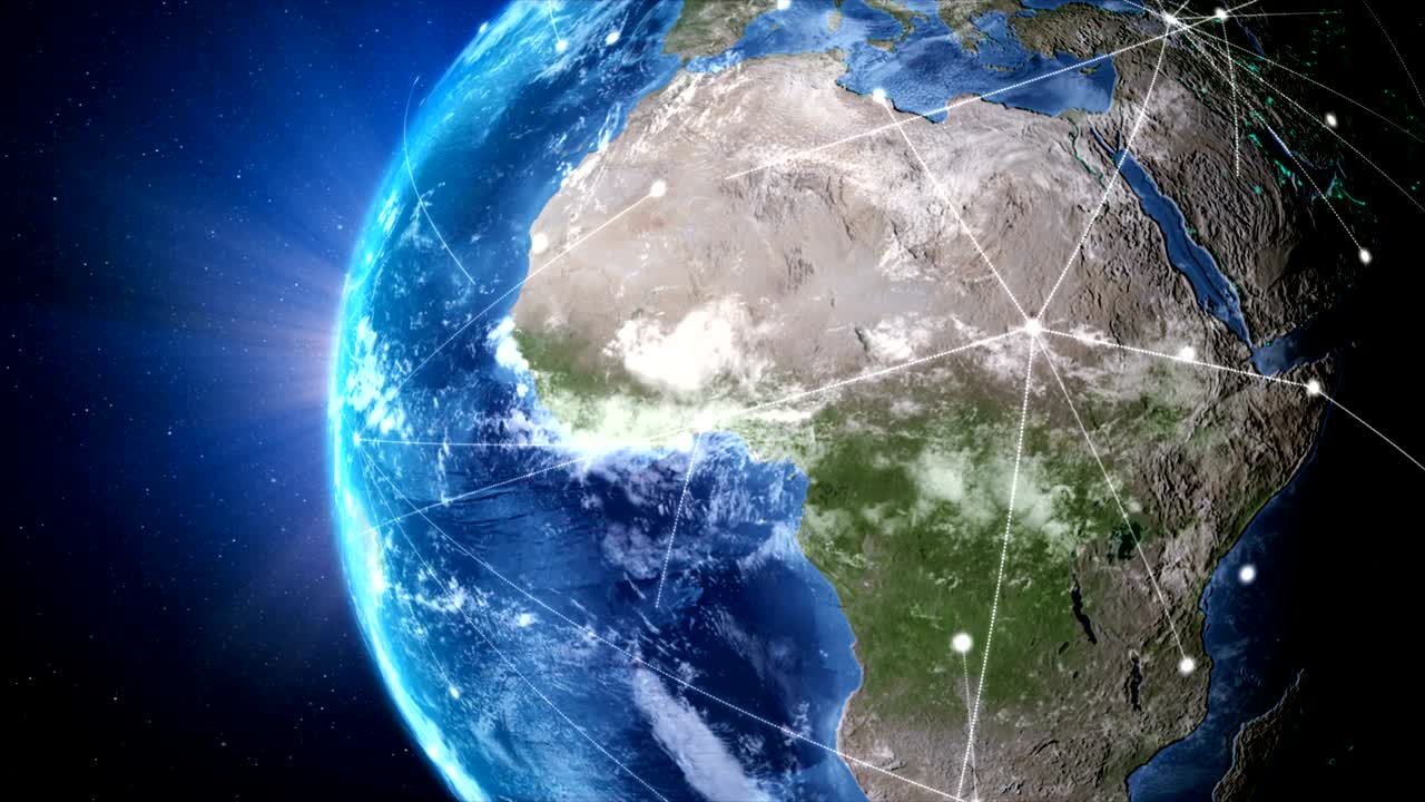 3d-рендеринг глобуса с сетевой линией вращения и орбиты во вселенной с эффектом освещения и темным зерном обработанная карта мира источник изображения от наса