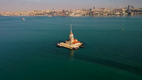 aerial view of maiden's tower also known as leander's tower from istanbul.