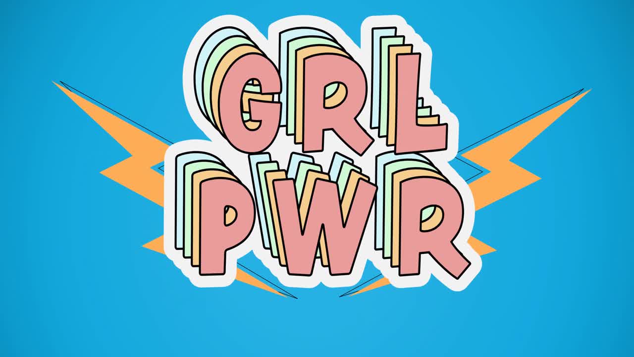Composição do texto girls power, sobre dois raios