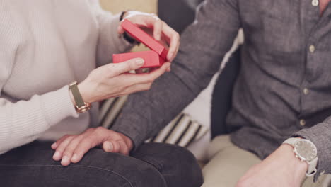 couple exchanging gifts