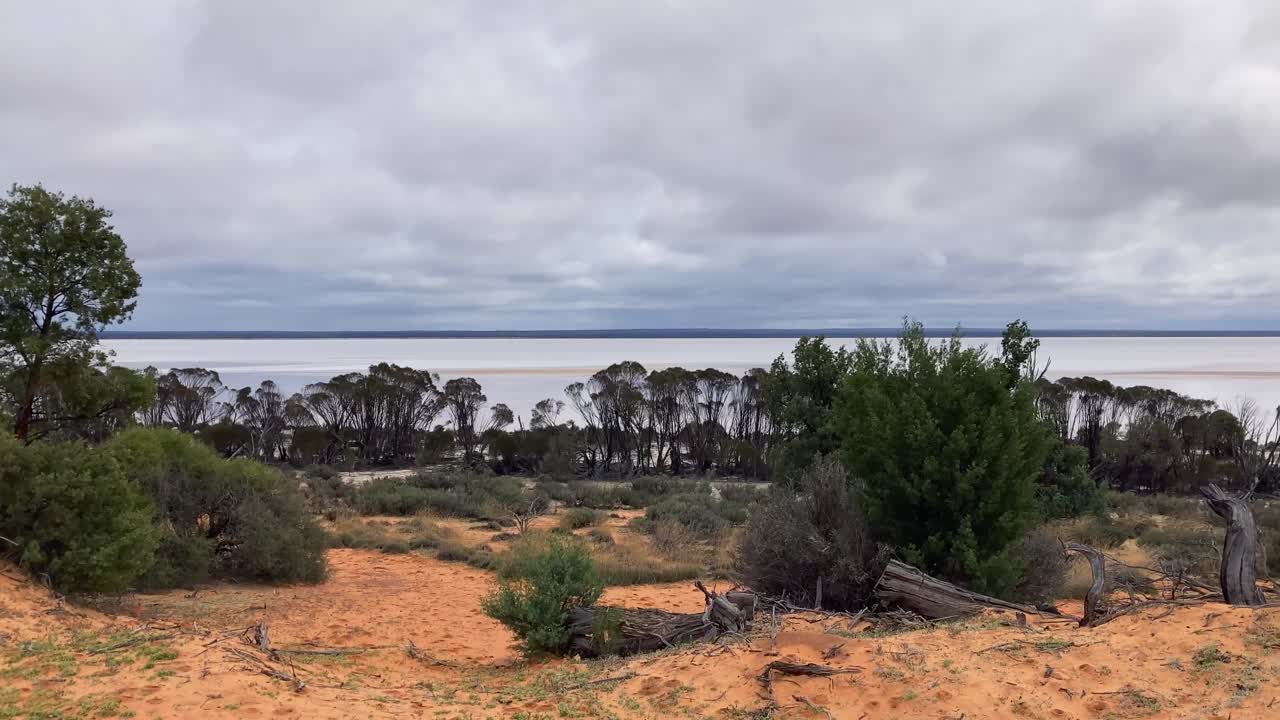 Salt lake in the bush of Western Australia for mineral resource extraction