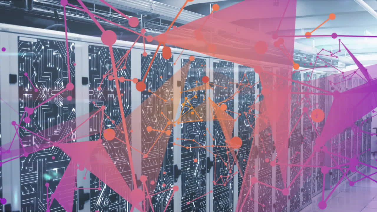 animación del procesamiento de datos a través de servidores informáticos
