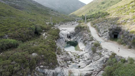 Nature-trek-trail-by-the-Sete-Lagoas,-Natural-pools-of-Geres-National-Park