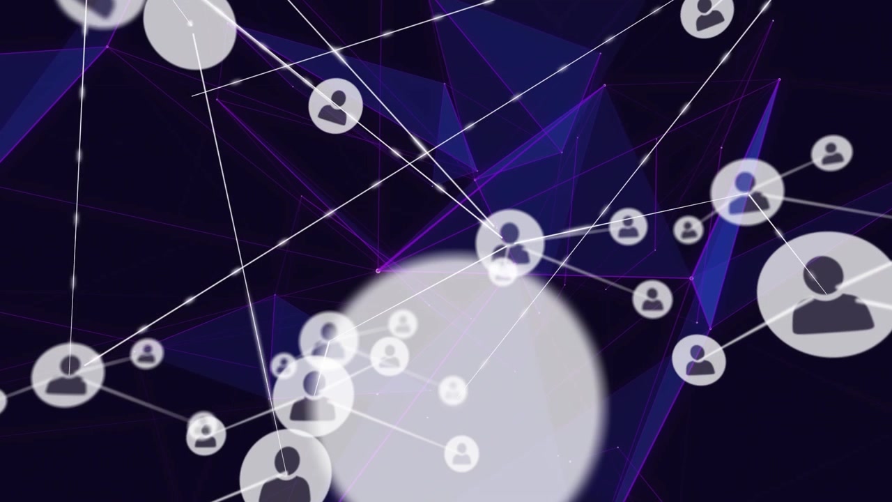 Animazione di una rete di connessioni su sfondo nero