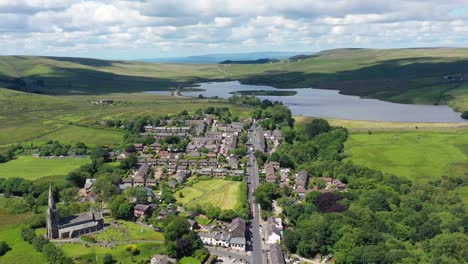 drone footage over belmont village in lancashire