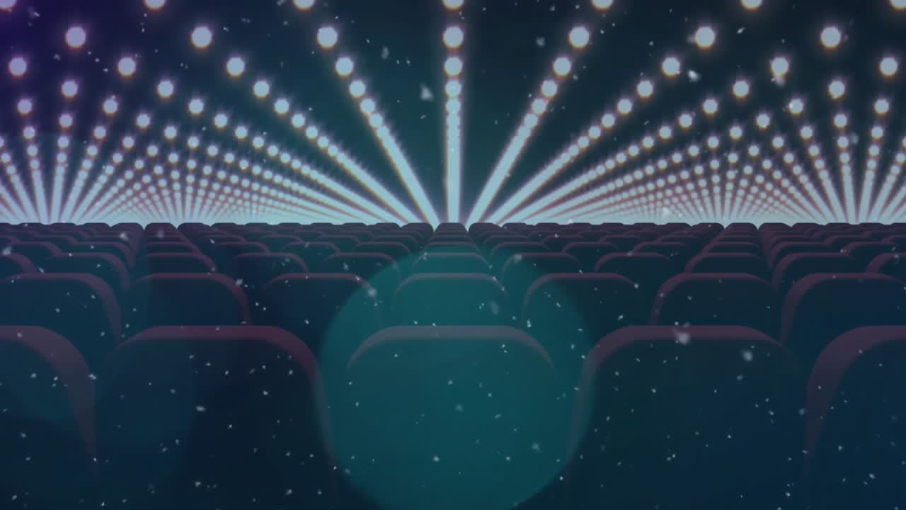 animación de manchas de luz y nieve cayendo sobre los asientos