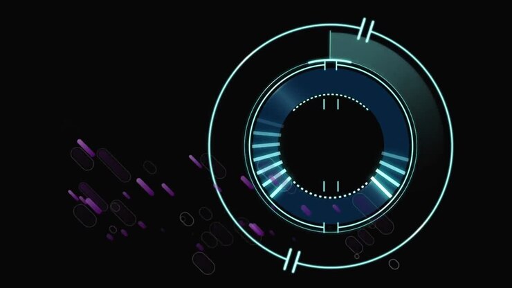 Animation of purple lines over scope scanning on black background
