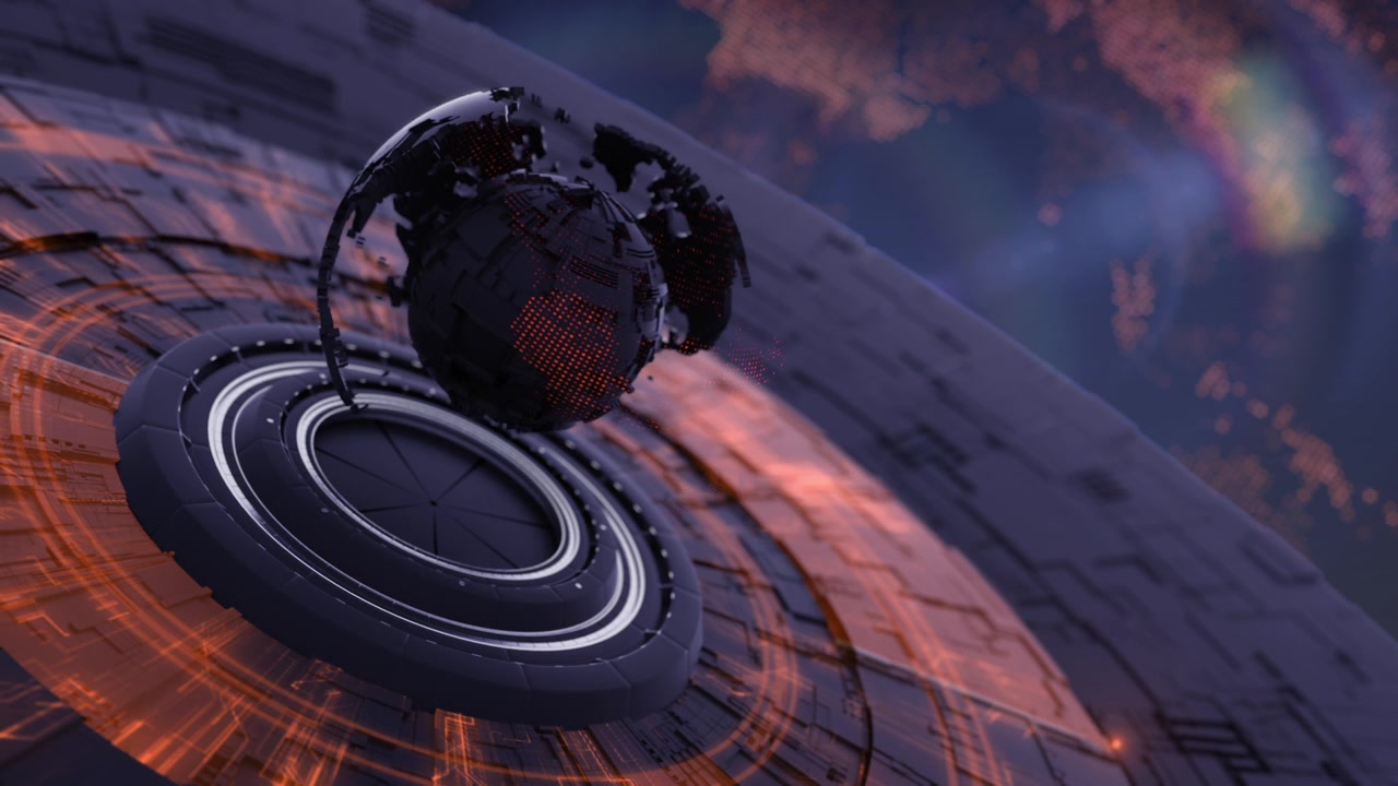 Digital Globe Rotating on Futuristic Technological Interface